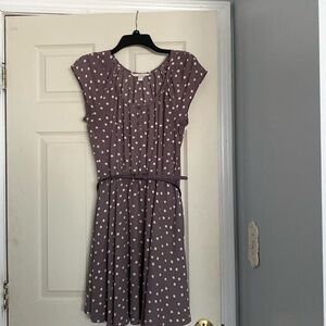 Cute pink and grey polkadot dress.